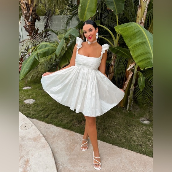 Watters Pavlova Square-Neck Taffeta Mini Dress - Picture 1 of 4